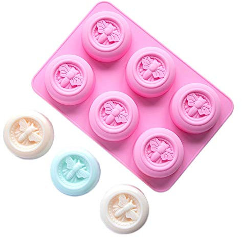 6 Cavities Bee Honeycomb Silicone Cake Molds Muffin Mooncake Baking Pan Round Candy Soap Making Chocolate Aromatherapy Mould