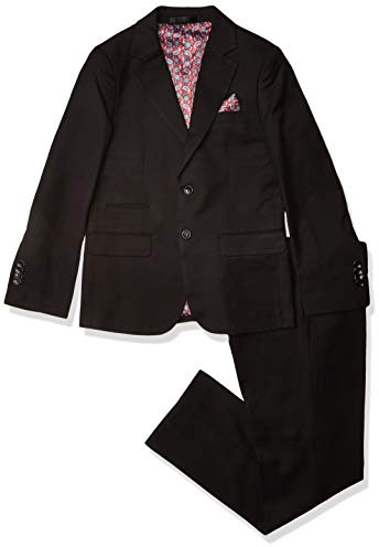 Isaac Mizrahi boys 2-piece Slim Cut Wool Blend Suit-husky Sizes Business Suit Vest, Black, 12 Husky