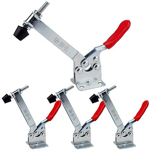 IMAGINE 4Pcs Hand Tool Toggle Clamp 201B 198lbs Antislip Red Horizontal Clamp Quick Release Tool (201B-Upgrade Longer Clamp)