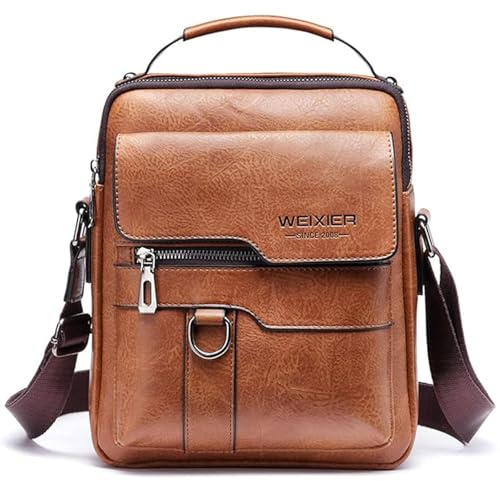 Sacoche Homme Sacs à Bandoulière Vintage Sacoche Bandoulière Cuir Petite Shoulder Bag Crossbody Business Cartable Besace Pochette Sacs à main pour sport voyages travail (Marron Sacs bandoulière)