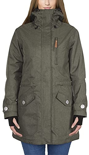 Berydale parka funcional de mujer, impermeable y cortavientos, transpirable, versión ligera para primavera a otoño, Verde - sin forro, 2XL