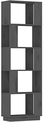 vidaXL Bücherregal Raumteiler Standregal Aktenregal Wandregal Regal Raumtrenner Aufbewahrung Büroregal Grau 51x25x163,5cm Massivholz Kiefer