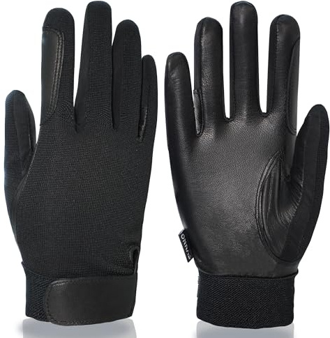 ONNAS Teenager Equestrian Riding Gloves - Genuine Goatskin Palm, Double-Layer Leather Fingers, Hook & Loop Wrist - Ideal for Youth Horse Riding, Boating, Gardening, Cycling ​& Outdoor Activities