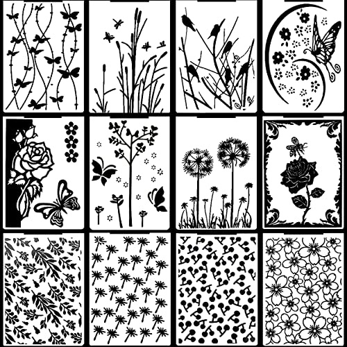 Luccyle Embossing Folders, 12 Pieces Plastic Embossing Folders, Embossing Template DIY Craft Template Molds, Convenient to Use for Card Making for Embossing Machines,105x148mm (Style 1), (MD-118)