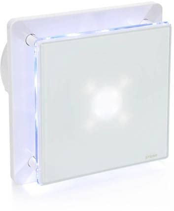 STERR Weißer Badlüfter 125 mm mit LED + HYGROSTAT - Badezimmerventilator - Glasfront - Modernes Aussehen - BFS125LH - 20 W