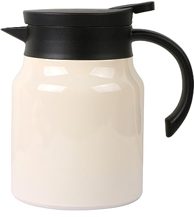 CABAX 34oz Small Thermal Coffee Carafe Tea Pot Stainless Steel, Double Wall Vacuum Insulated, 12+ Hours Hot & Cold Retention for Coffee Tea Beverage, 1L Capacity, White