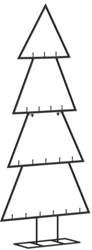 vidaXL Arbre de Noël en Métal pour Décoration, Sapin de Noël, Support d'arbre de Fête, Ornement de Noël Vacance Intérieur, Noir 90 cm