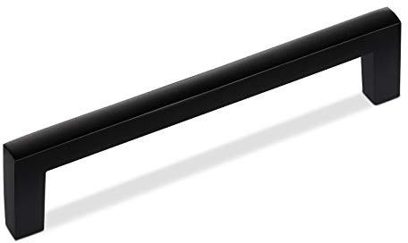 SOTECH 10 x Möbelgriffe Blackline I BA 128 mm schwarz matt | Schrankgriffe Länge 138 mm x Breite 10 mm x Höhe 28 mm, Bügelgriffe aus Aluminium