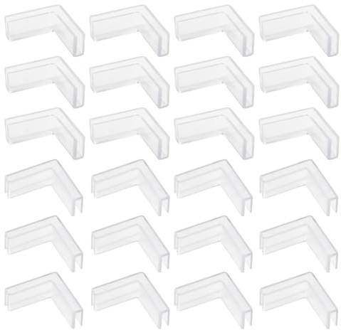 UFURMATE Glasverbinder, Kunststoff, 90°, Glasklemmen, transparentes Glas, randloser Clip-Halter, Aquarien, Glas-Acryl-Vitrine (5 mm), 24