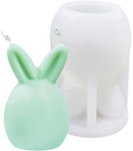 1 Moule en Silicone pour Lapin de Pâques, Moule en Silicone 3D pour Pâques, Moule DIY pour Bougie de Lapin, Moule de Lapin, Décoration de Pâques, Moule en Résine pour Bougie, Réutilisable
