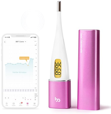 Smart Basal Body Thermometer, BBT Thermometer with Backlight LED Screen, Fertility/Period Tracker with Femometer APP, Automatic Data Recording, Lipstick Shape, Easy to Use and Carry, Purple