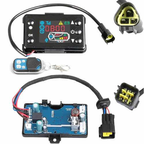 Inscrip Car Air Diesel Heater Parts, LCD Switch Parking Heater Monitor, 12V/24V Heater Controller with LCD Display Switch + Remote Controller + Y Type Motherboard, For Car Truck Diesel Air Heater