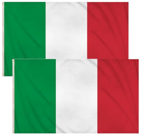 SULOLI 2 Pezzi Bandiera Italia,Bandiera Italiana 90 x 150cm con 2 Occhielli in metallo per Festa Nazionale,Decorazione d'interni
