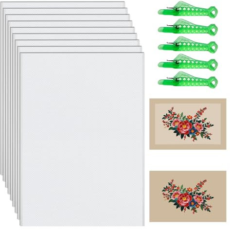 CTDMJ A4 Wasserlösliches Stickvlies 10Stück, Wasserlöslich Stickvorlagen Wasserlöslich Selbstklebend Stickfolie mit Nadeleinfädler Bedruckbare Stickerei Papier für Drucken Handbemalt Bestickt