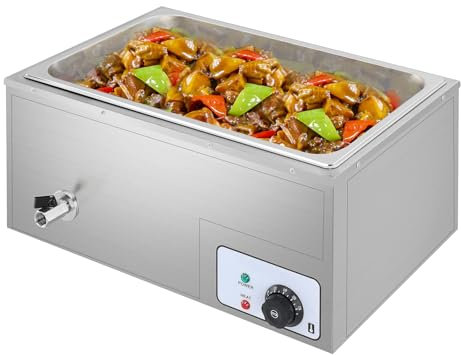 Scaldavivande Elettrico Commerciale da 10,9 Quarti, Scaldavivande a Buffet da 1500 W, Vaporiera Elettrica da Banco in Acciaio Inossidabile con Controllo della Temperatura, per Casa, Feste, Catering