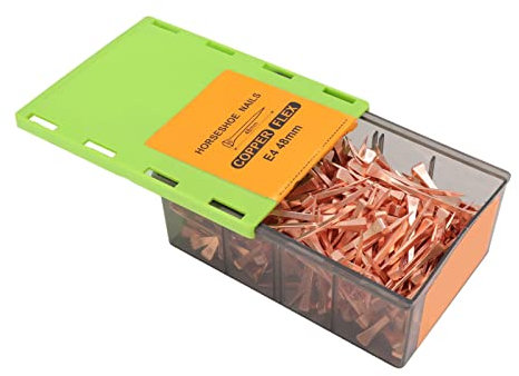 Tbest H Nails, 250 Pièces Clous en Fer à Cheval Placage de Cuivre Ng Clous avec Boîte en Plastique pour élever Esk E5 51 Mm/2,01 Pouces (E4)
