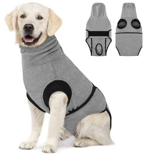 CITÉTOILE Hundbody efter oper, kropp hund efter kastration hund hane, anti-sårläckage kostym hund, andningsaktiv sårskyddsdräkt hund katt, E-halsband alternativ för husdjur, grå, XL