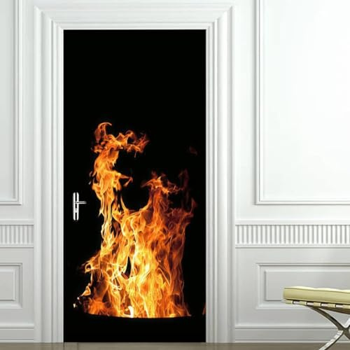 Türtapete Selbstklebend Feuer Türfolie Türposter 3D Fototapete Camping Türaufkleber Abnehmbar Tür Aufkleber Wandtattoo für Kinderzimmer Badezimmer 85x200 cm A/N828