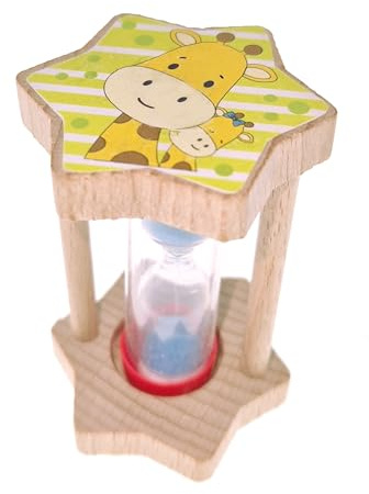 Hess since 1990 - Sanduhr zum Zähneputzen für Kinder, Zahnputzuhr Giraffe aus Holz, mit farbigem Sand, aus dem Erzgebirge