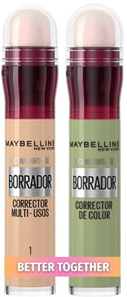 Maybelline New York, Kit de Maquillaje: Borrador Corrector Multiusos 01 Light + Borrador Corrector Multiusos Green