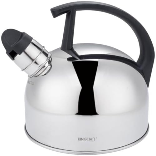 1.5L Flötenkessel Edelstahl-Kessel Stahlkessel Wasserkessel Glänzendes Silber KINGHOFF KH-1896