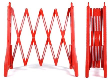 Barricada Móvil Extensible Barrera De Seguridad Portátil Expandible Rellena De Agua Valla De Tráfico Retráctil De Plástico para Exteriores(Rosso)
