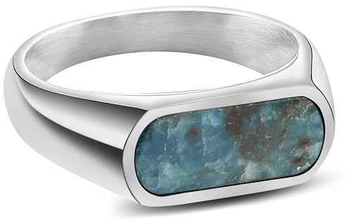 Arkai by Trendhim Anillo de sello para hombre | Anillo de acero inoxidable con piedra natural | Diseño danés | Expresiva joya para hombre para el día a día y ocasión, 62mm, Metal no precioso, Sin