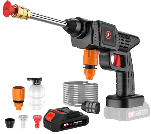 Idropulitrice portatile a batteria 21 V, 50 bar, pistola per lavaggio auto, finestra, prato (C, batteria da 1,5 Ah)