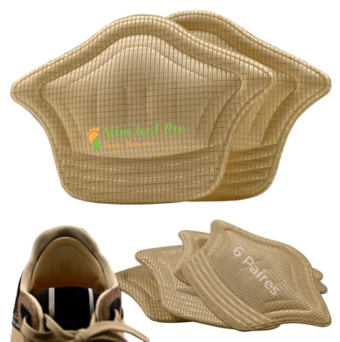 Hälkuddar Typ Krona Beige – 6 Par Slim Feet Pro | Premium Komfortskum, Återanvändbar & Halkfri för Skor Herr/Dam | Osynlig Daglig Bekvämlighet