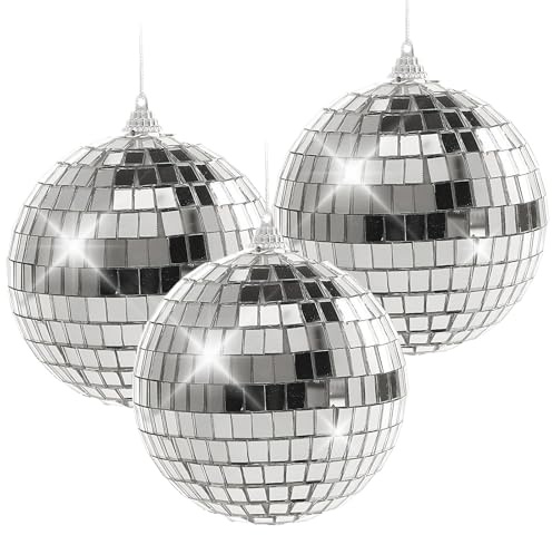 3 Stück Discokugel, Discokugel Deko, Durchmesser 10cm, Einzigartige Licht- und Schatteneffekte für Weihnachtsbaume, Partys, Hochzeiten und Dekorationen