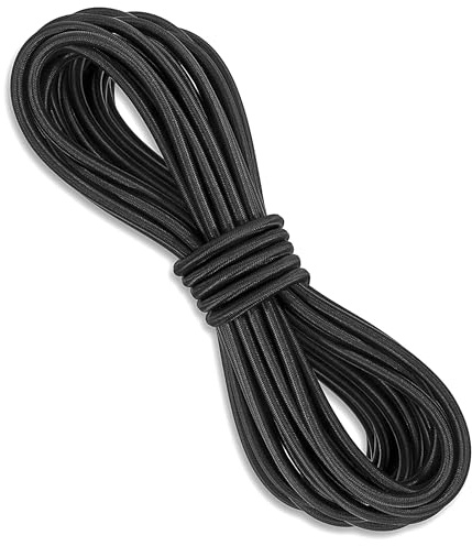 Songella Corda Filo Elastico Corda di Rotonda Alta Elasticità Cordini Ricambio Cordino Elastico Lattice Nero per Sdraio Pesca Vela Sedia Sdraio (10m*5mm)