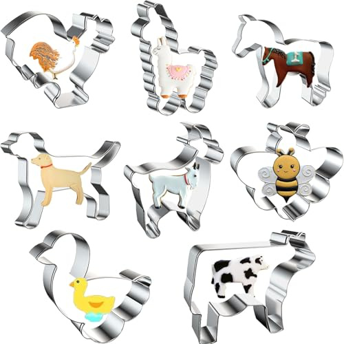 8 Stück Keksausstecher Tiere, Ausstechformen Nutztiere Plätzchen Ausstecher Edelstahl Ausstechform Nutz Tiere Cookie Cutter Für Plätzchen Kuchen Deko