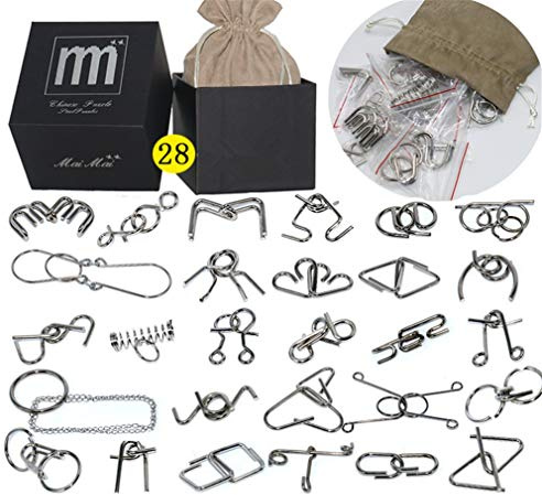 Gracelaza 28 Piezas Juguetes Mágicos de Alambre de Metal Set - 3D Rompecabezas Brain Teaser Puzzle - IQ Inteligencia Juguete Educativo - Juego Niños y Adolescentes