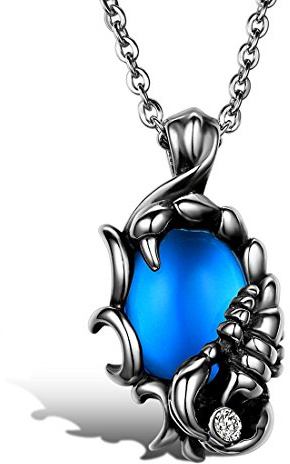JewelryWe Schmuck Herren Halskette mit Skorpion Anhänger & Edelstahl Weizenkette Gold Silber Hip hop Biker
