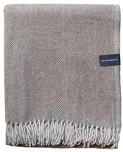 The Tartan Blanket Co. Recycled Wool Blanket Herringbone Natural (150cm x 190cm)