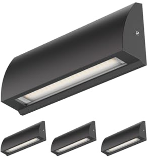 ledscom.de 4x LED Wandleuchte/Treppenlicht SEGIN für außen, IP54, flach, Downlight, schwarz matt, eckig, 6,3 W, 630lm, kaltweiß