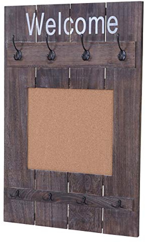 Mendler Wandgarderobe HWC-C89 mit Pinnwand 91x60cm - braun, shabby