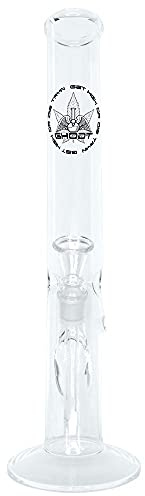 GHODT Bong aus Glas 40cm 50mm Durchmesser - 18.8 Chillum - Glasbong leicht abgewinkelt - großer Standfuß - inklusive Sieb