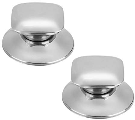 sourcing map 2Pcs Inox Acier Couvercle Boutons Poêle Poignée Couvercles Remplacement Facile Levage Chaleur Résistance pour Batterie Cuisine Ustensiles Cuisson Couvercle