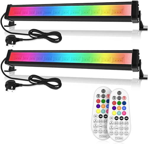 Linke RGB Light Bar 42W Disco Lights Led Floodlight 3350LM with Remote Control RGB Lights for Bar Party Stage Garden BBQ Halloween Christmas Festival Decorative Lighting, 2 Pieces