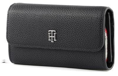 Tommy Hilfiger Damen TH Element Large Flap Wallet 079 AW0AW12079 Geldbörsen, Schwarz (Black)
