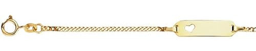 JC Schmuck 585 Gold Baby ID-Armband Kinder Goldarmband 14 cm mit Herz I Panzer Armband mit Gravur I Gold Namensarmband I Babyarmband mit Namen I Kinderschmuck made in Germany I 5.56059HERZ