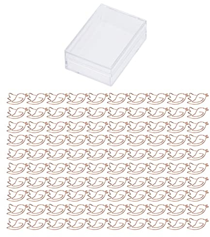 Pssopp 100 STÜCKE Rose Gold Tierform Büroklammern, Niedliche Vögel Kaninchen Form Mini Büroklammern Niedliche Lesezeichen Markierungsklammern für Bürobedarf Schule Geschenke Papiere Berichte(#2)