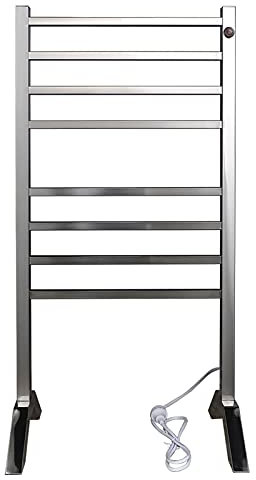WPHH Scaldasalviette Elettrico A Pavimento, Portasciugamani Elettrico A 8 Bar Autoportante, Radiatore Termoarredo Elettrico in Acciaio Inossidabile per Bagno, Lucido, 510X950x300mm,Square Bar