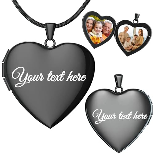 Fanery sue hjärta medaljong halsband som håller bilder, anpassade fotohalsband personliga medaljonger med bild inuti, rosa/lotus/blomma foton hänge anpassade smycken gåvor för kvinnor män, Rostfritt