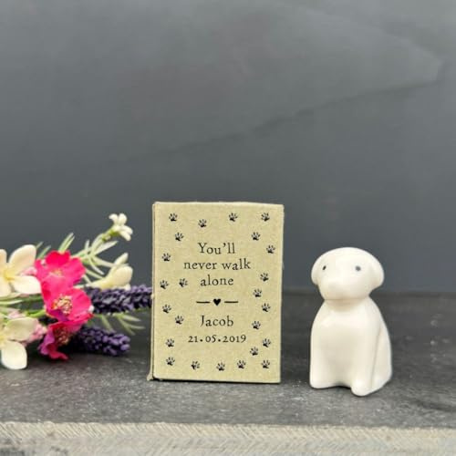 Personalised Porcelain Matchbox Dog 'You'll Never Walk Alone', Friendship Boxed Gift, Keepsake Ornament, Porcelain Token Gift