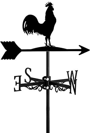 Wetterfahne mit Tier-Hühnern, Gartenpfahl, Wetterfahne, Windrichtungsanzeige, Wetterhahn, schwarzer Hahn, Ornament für Berg, Hof, Dekoration, Handwerk, Hahn