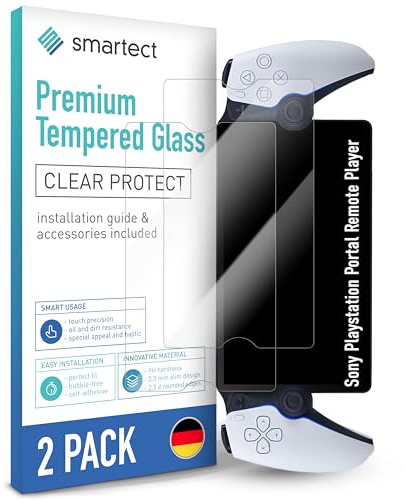 smartect Glass Screen Protector [2 Pieces, Ultra-Clear] for Sony Playstation Portal Remote Player, HD Protective Film Anti Scratch, Bubble Free, 9H Hardness, Ultra Resistant