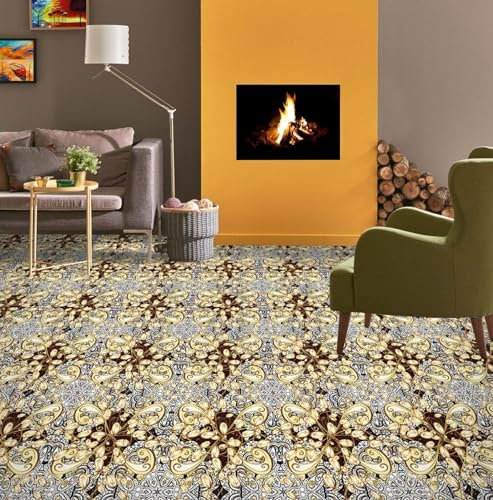 3D Fototapete Benutzerdefinierte Boden Wandbild 3D-braunes Muster Pvc Wasserdichte Badezimmer Bodenfliesen Wandbilder Aufkleber Tapeten Selbstklebend,430 * 300cm