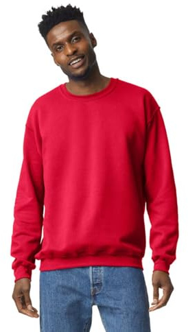 TICTEX Unisex Heavy Blend Rundhals-Sweatshirt av Gildan – Herrtröja i bomull med rund hals i många färger – stora storlekar – S M L XL XXL 4XL 5XL, röd, L
